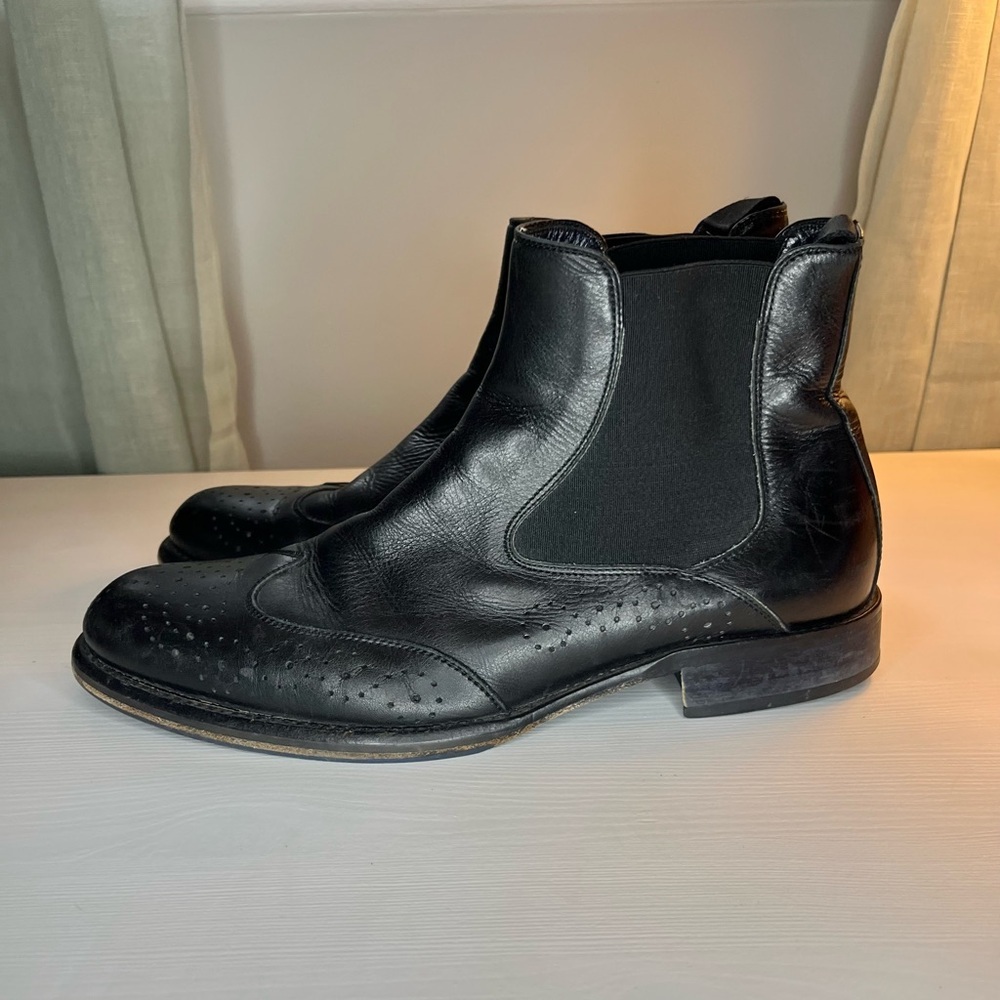 Stefano Castelli Vero Cuoio Fine Italian Leather Black Men’s Pull On Boot Sz 9.5
